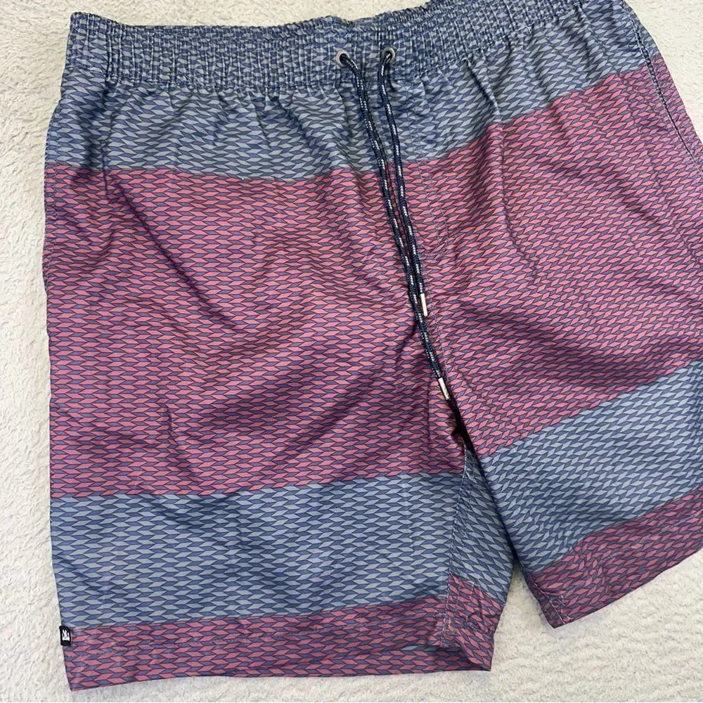 Micros Swim Trunks Mens XL Blue Red‎ Geometric Mesh Lined Beach Summer Surf NEW